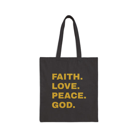 Faith Love Peace God Cotton Canvas Tote Bag